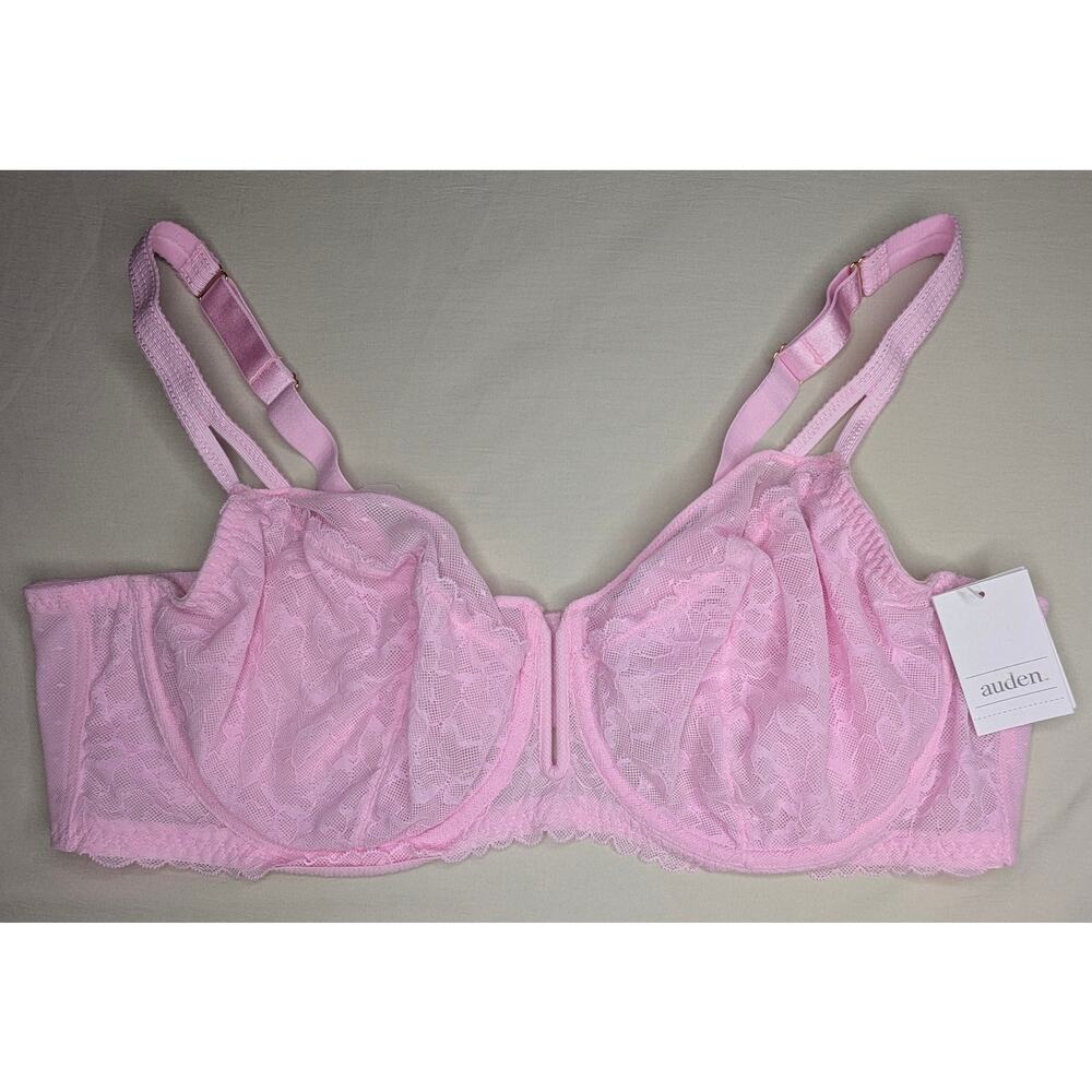 Auden Lace Unlined Comfort Wire Balconette 44D Pink NWT Target Coquette Dainty